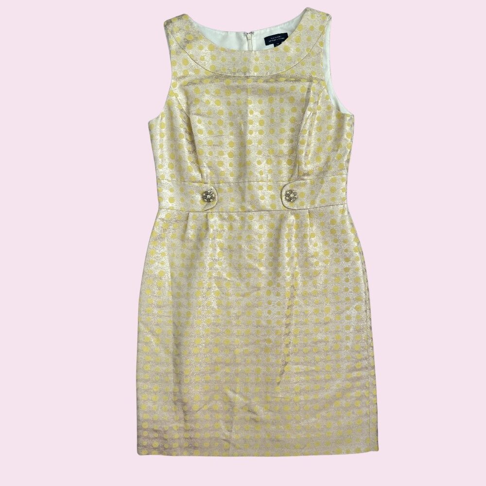 Tahari Gold and Yellow Polka Dot Dress